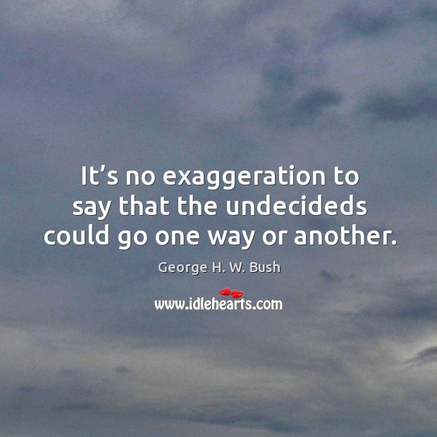 It’s no exaggeration to say that the undecideds could go one way or another. George H. W. Bush Picture Quote
