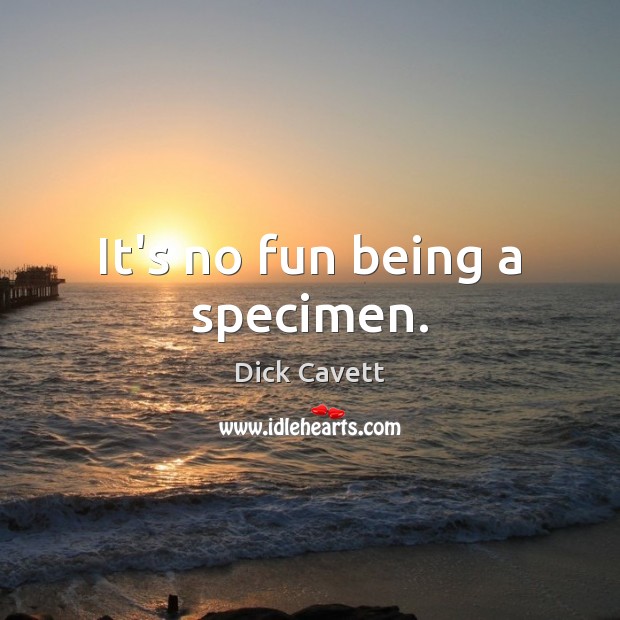 It’s no fun being a specimen. Dick Cavett Picture Quote