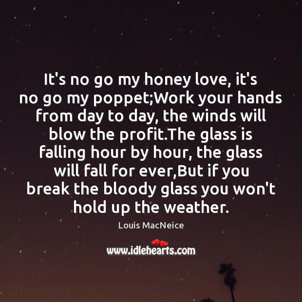 It’s no go my honey love, it’s no go my poppet;Work Louis MacNeice Picture Quote