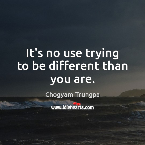 It’s no use trying to be different than you are. Chogyam Trungpa Picture Quote