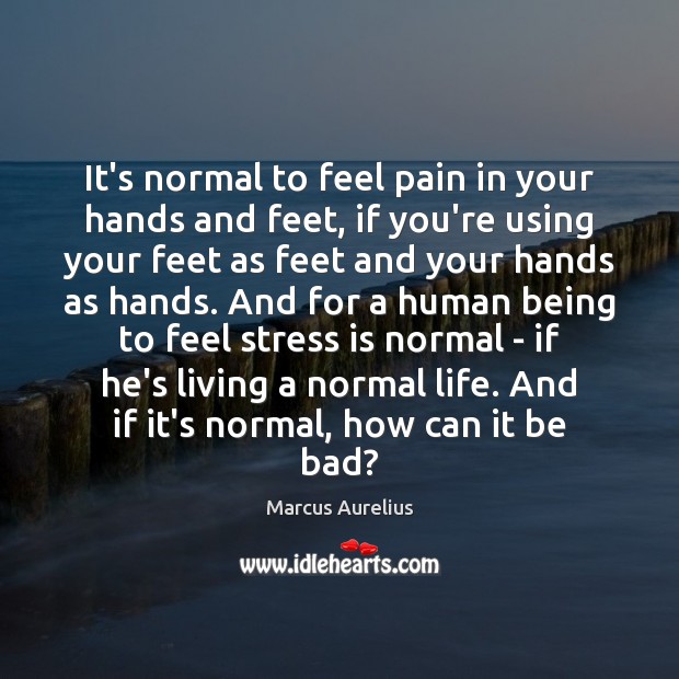 It’s normal to feel pain in your hands and feet, if you’re Marcus Aurelius Picture Quote