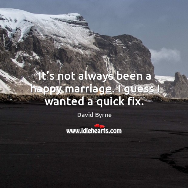 It’s not always been a happy marriage. I guess I wanted a quick fix. David Byrne Picture Quote
