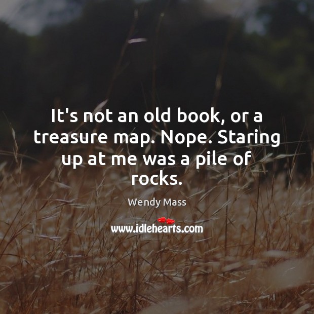 It’s not an old book, or a treasure map. Nope. Staring up at me was a pile of rocks. Wendy Mass Picture Quote