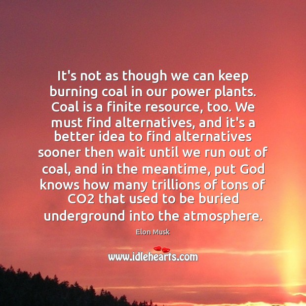 It’s not as though we can keep burning coal in our power Elon Musk Picture Quote