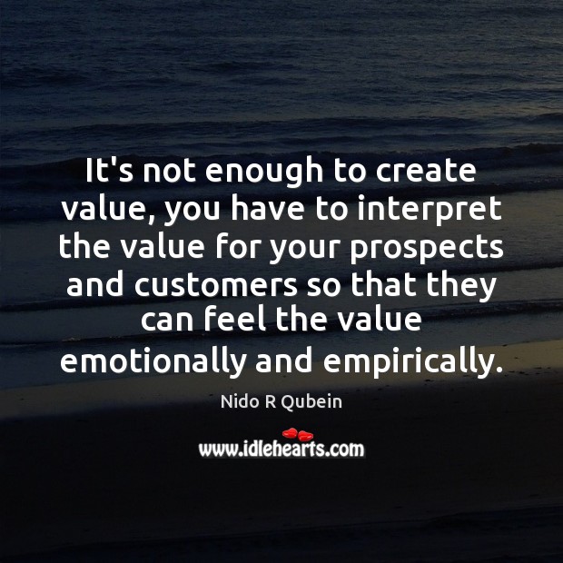 It’s not enough to create value, you have to interpret the value Nido R Qubein Picture Quote
