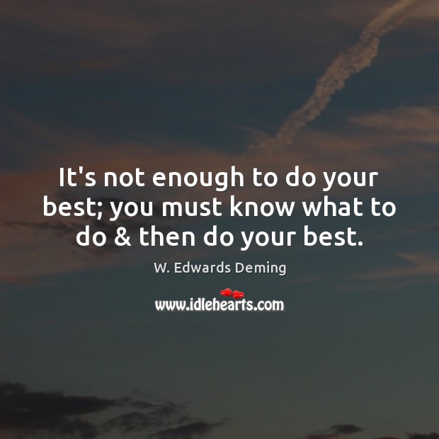 It’s not enough to do your best; you must know what to do & then do your best. Image