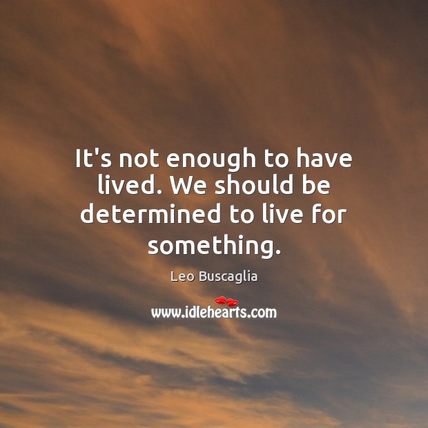 It’s not enough to have lived. We should be determined to live for something. Image