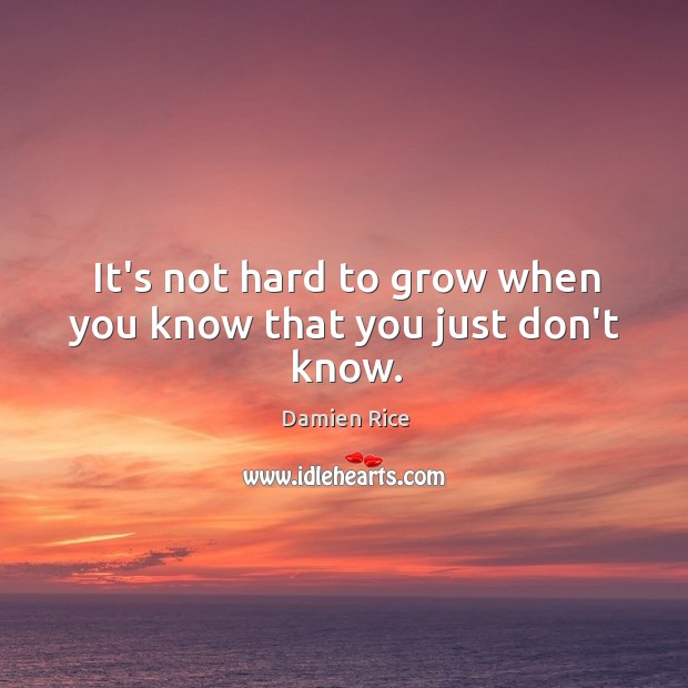 It’s not hard to grow when you know that you just don’t know. Damien Rice Picture Quote