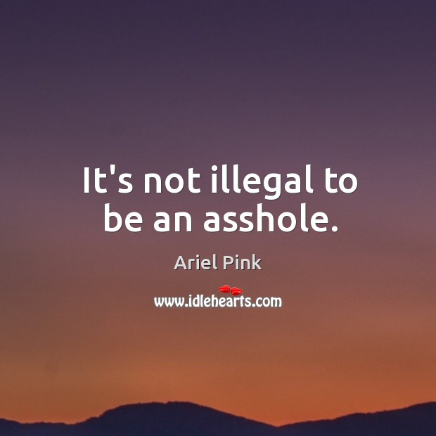 It’s not illegal to be an asshole. Ariel Pink Picture Quote