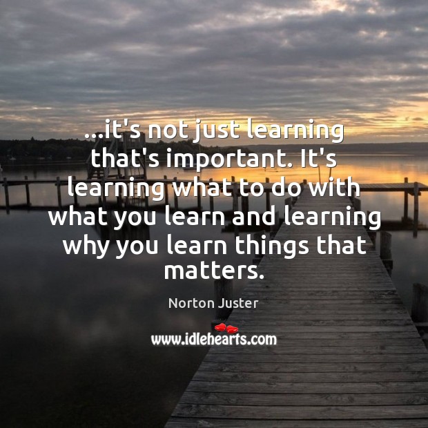 …it’s not just learning that’s important. It’s learning what to do with Norton Juster Picture Quote