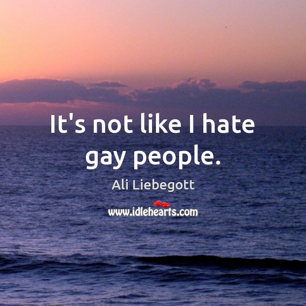 It’s not like I hate gay people. Ali Liebegott Picture Quote