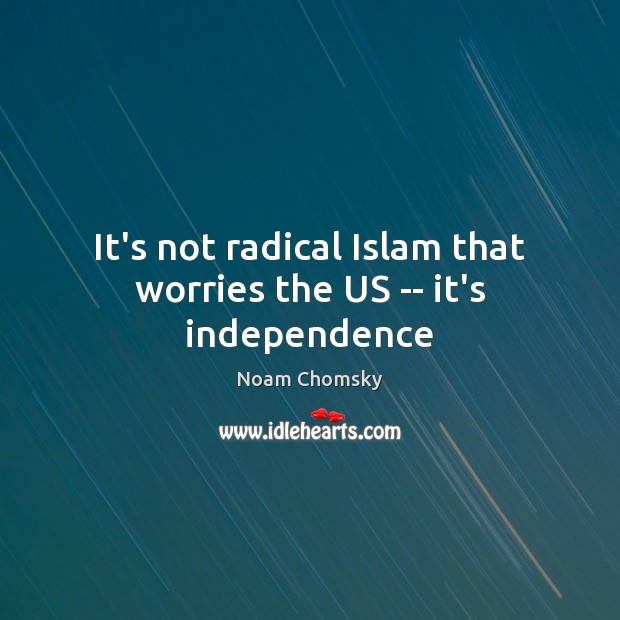 It’s not radical Islam that worries the US — it’s independence Noam Chomsky Picture Quote