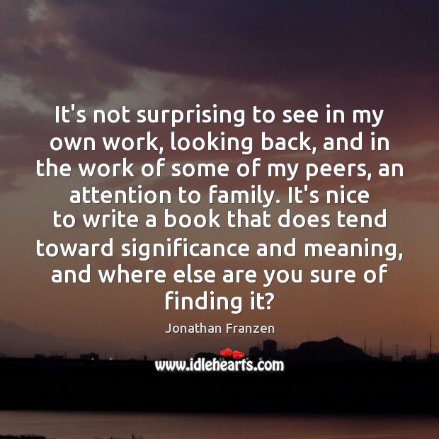 It’s not surprising to see in my own work, looking back, and Jonathan Franzen Picture Quote