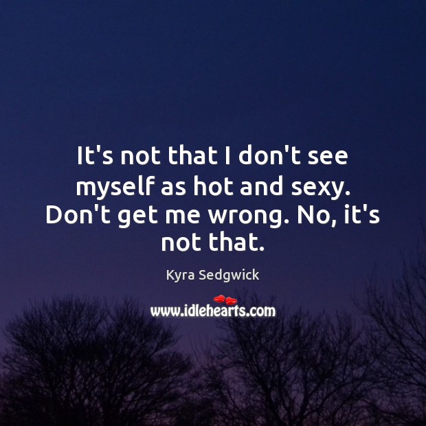 It’s not that I don’t see myself as hot and sexy. Don’t get me wrong. No, it’s not that. Kyra Sedgwick Picture Quote