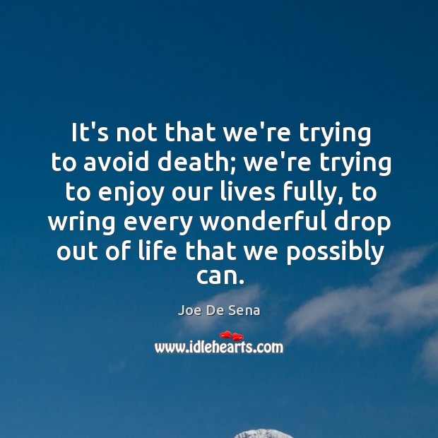 It’s not that we’re trying to avoid death; we’re trying to enjoy Joe De Sena Picture Quote