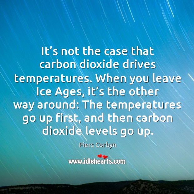 It’s not the case that carbon dioxide drives temperatures. Piers Corbyn Picture Quote
