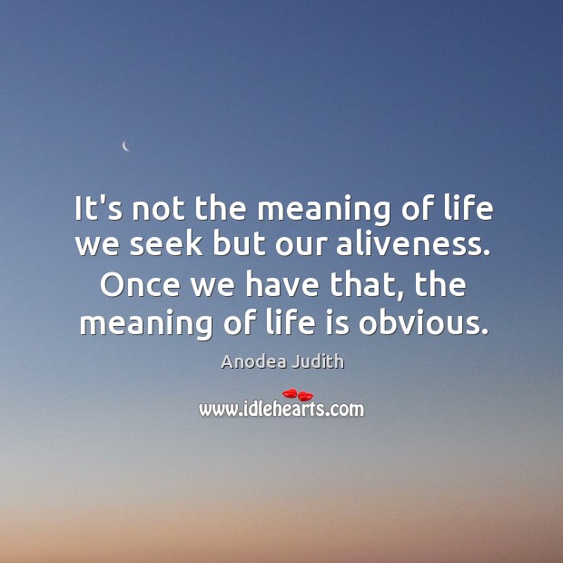It’s not the meaning of life we seek but our aliveness. Once Anodea Judith Picture Quote