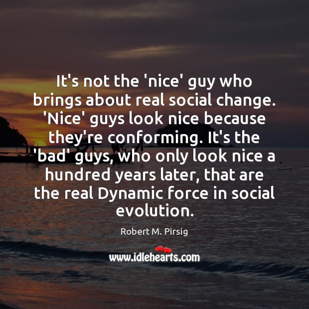 It’s not the ‘nice’ guy who brings about real social change. ‘Nice’ Robert M. Pirsig Picture Quote