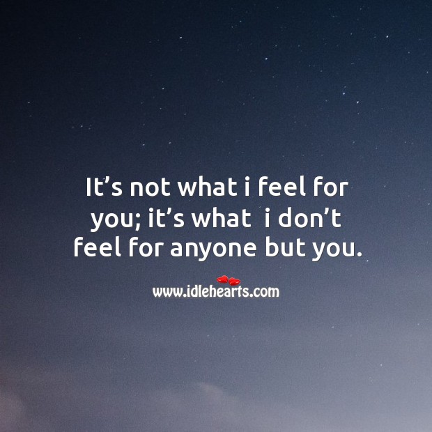 It’s not what I feel for you; it’s what  I don’t feel for anyone but you. Image