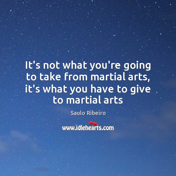 It’s not what you’re going to take from martial arts, it’s what Image