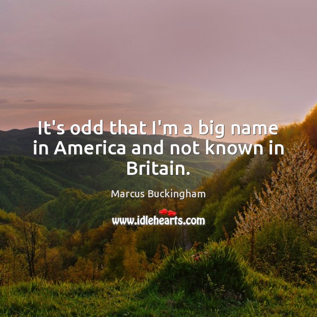 It’s odd that I’m a big name in America and not known in Britain. Marcus Buckingham Picture Quote