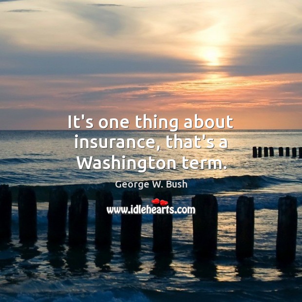 It’s one thing about insurance, that’s a Washington term. George W. Bush Picture Quote
