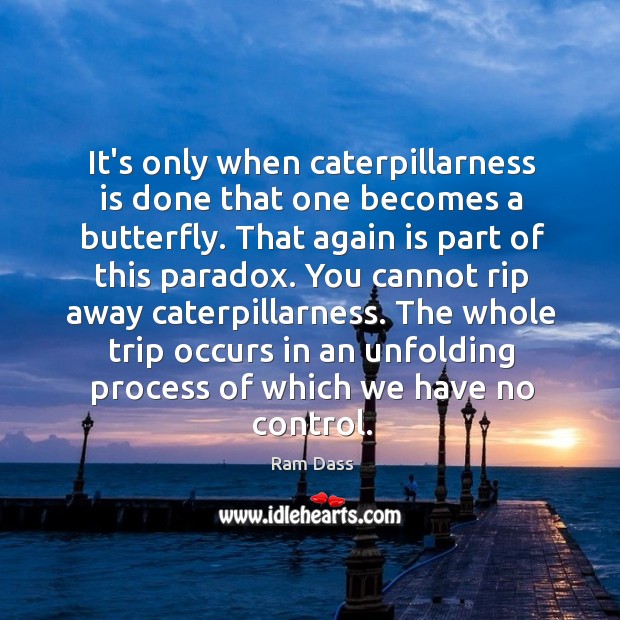 It’s only when caterpillarness is done that one becomes a butterfly. That Ram Dass Picture Quote