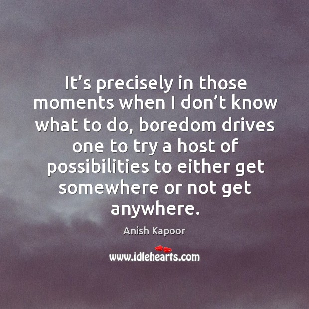 It’s precisely in those moments when I don’t know what to do Anish Kapoor Picture Quote
