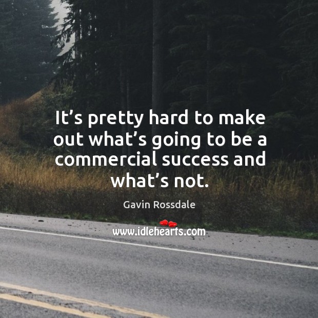 It’s pretty hard to make out what’s going to be a commercial success and what’s not. Gavin Rossdale Picture Quote