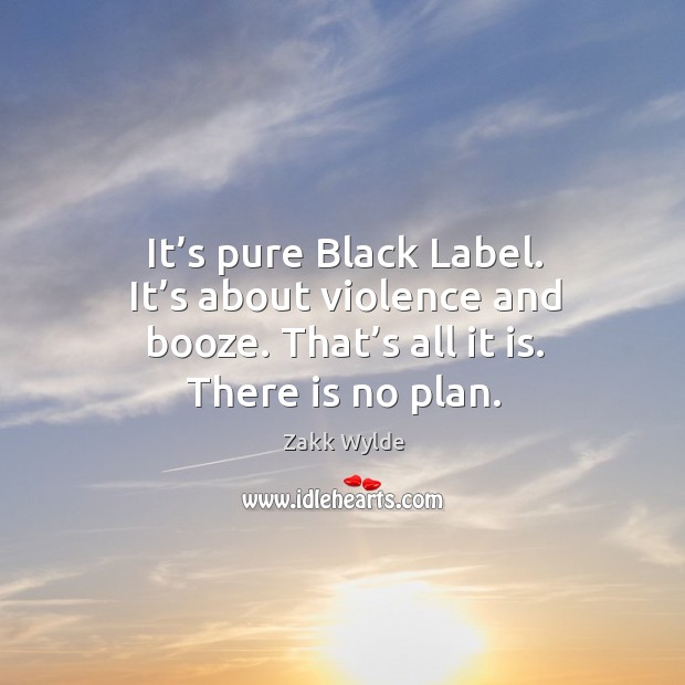It’s pure black label. It’s about violence and booze. That’s all it is. There is no plan. Zakk Wylde Picture Quote
