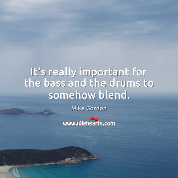 It’s really important for the bass and the drums to somehow blend. Mike Gordon Picture Quote