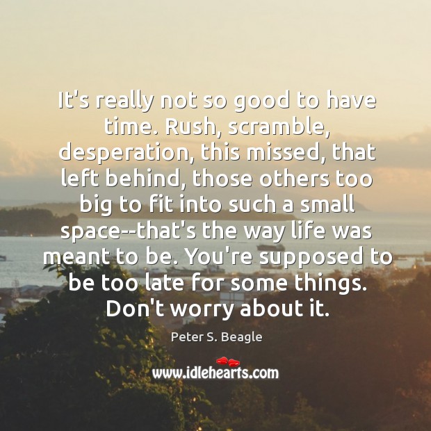 It’s really not so good to have time. Rush, scramble, desperation, this Peter S. Beagle Picture Quote