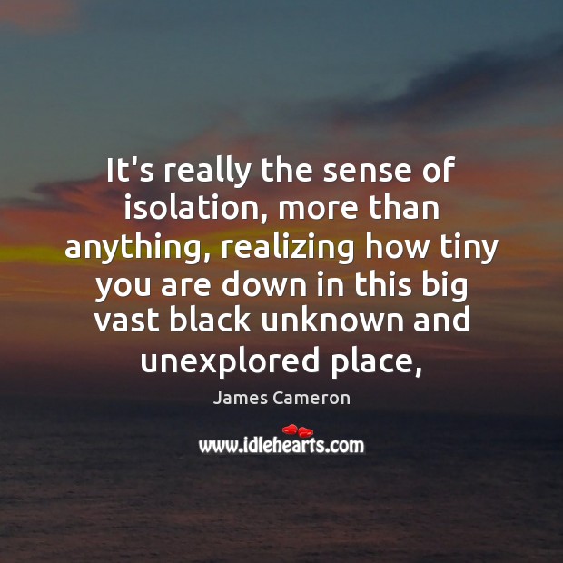 It’s really the sense of isolation, more than anything, realizing how tiny James Cameron Picture Quote