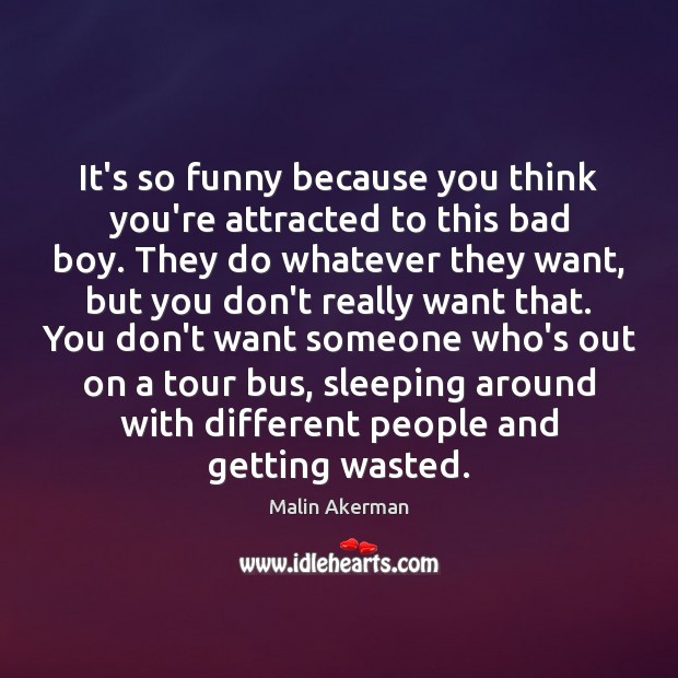 It’s so funny because you think you’re attracted to this bad boy. Malin Akerman Picture Quote