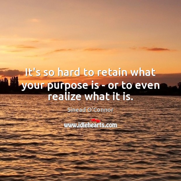 It’s so hard to retain what your purpose is – or to even realize what it is. Image