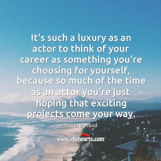 It’s such a luxury as an actor to think of your career Marin Ireland Picture Quote