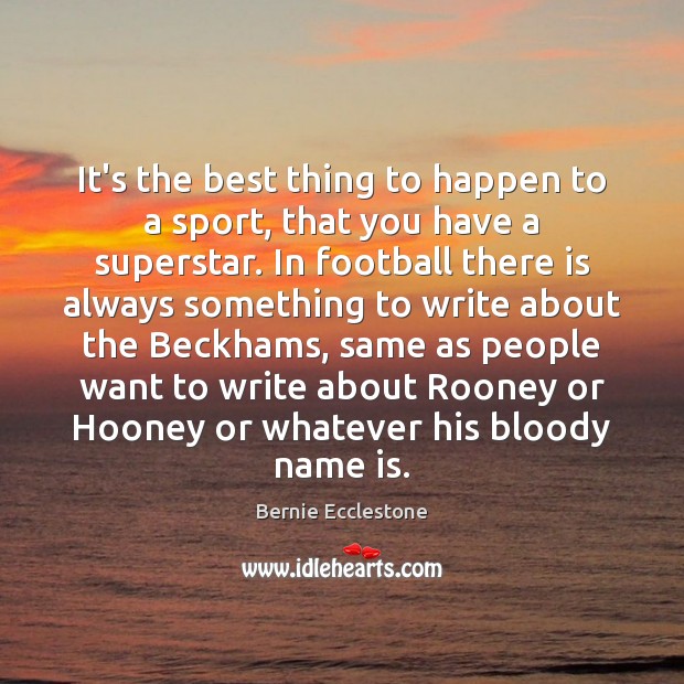 It’s the best thing to happen to a sport, that you have Bernie Ecclestone Picture Quote
