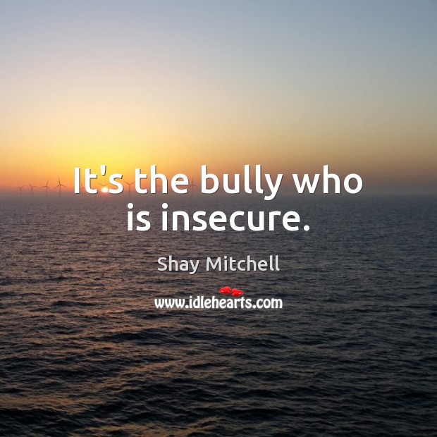 It’s the bully who is insecure. Shay Mitchell Picture Quote