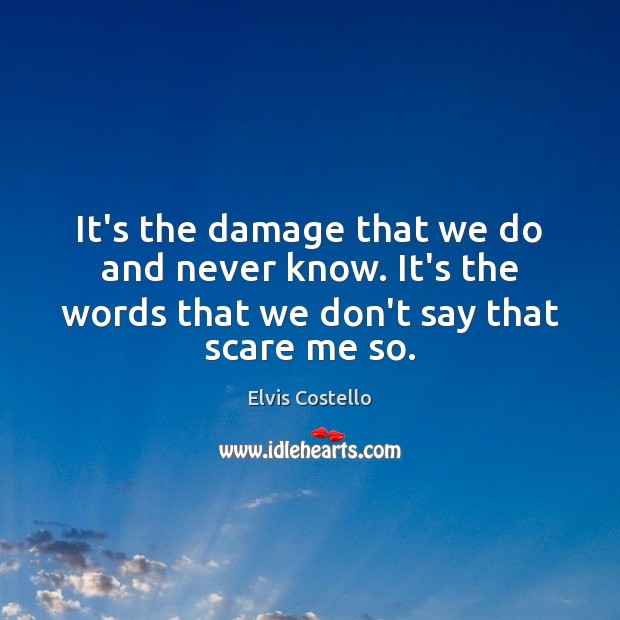 It’s the damage that we do and never know. It’s the words Elvis Costello Picture Quote