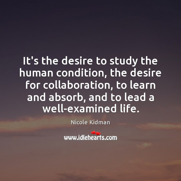 It’s the desire to study the human condition, the desire for collaboration, Nicole Kidman Picture Quote