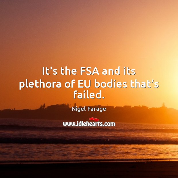 It’s the FSA and its plethora of EU bodies that’s failed. Nigel Farage Picture Quote