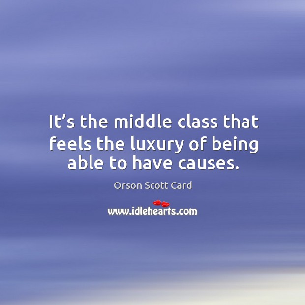 It’s the middle class that feels the luxury of being able to have causes. Image