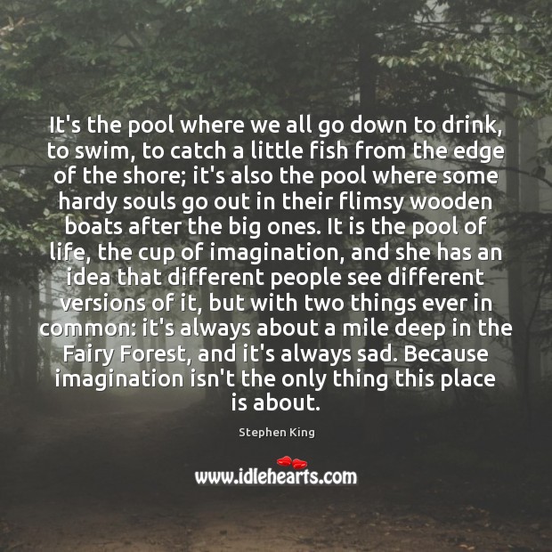 It’s the pool where we all go down to drink, to swim, Stephen King Picture Quote