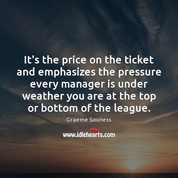 It’s the price on the ticket and emphasizes the pressure every manager Image
