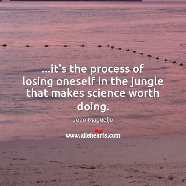…it’s the process of losing oneself in the jungle that makes science worth doing. Joao Magueijo Picture Quote