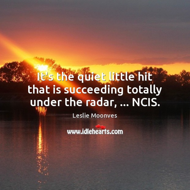 It’s the quiet little hit that is succeeding totally under the radar, … NCIS. Leslie Moonves Picture Quote