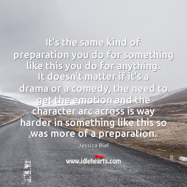 It’s the same kind of preparation you do for something like this Jessica Biel Picture Quote