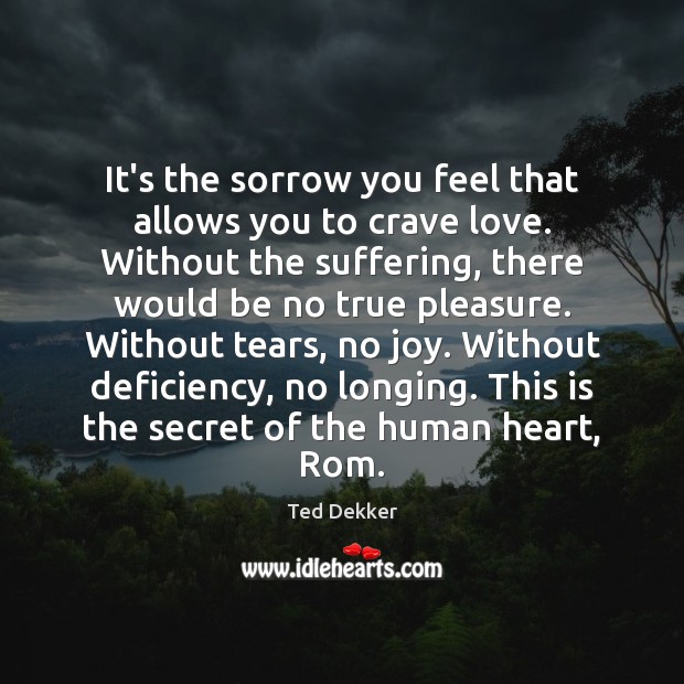 It’s the sorrow you feel that allows you to crave love. Without Ted Dekker Picture Quote