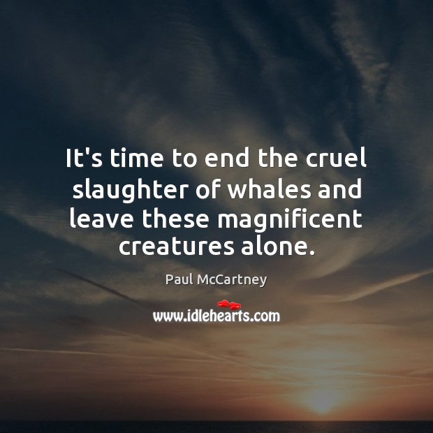 It’s time to end the cruel slaughter of whales and leave these Paul McCartney Picture Quote
