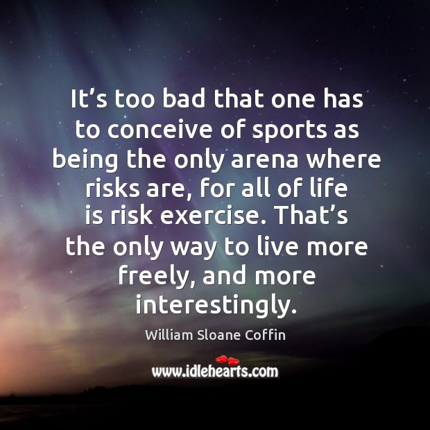 It’s too bad that one has to conceive of sports as being the only arena where risks are Exercise Quotes Image